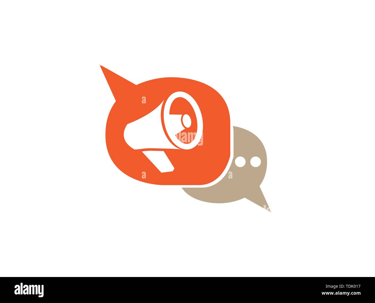 Megafono e amplificatore altoparlante logo design illustrazione in una icona chat Illustrazione Vettoriale