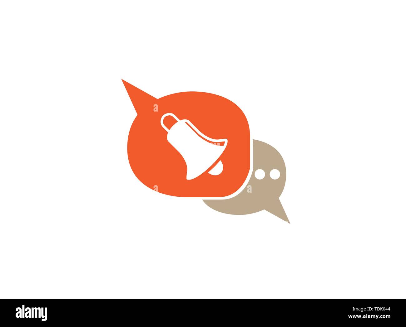 Bell anello per logo design illustrazione nell'icona chat Illustrazione Vettoriale