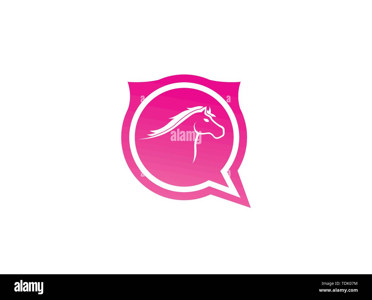 Testa di cavallo simbolo nell'icona chat per logo design illustrazione Illustrazione Vettoriale