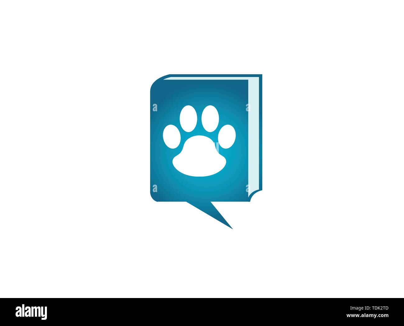 Paw all'interno di una chat icona e simbolo di impronta logo design illustrazione in forma Illustrazione Vettoriale