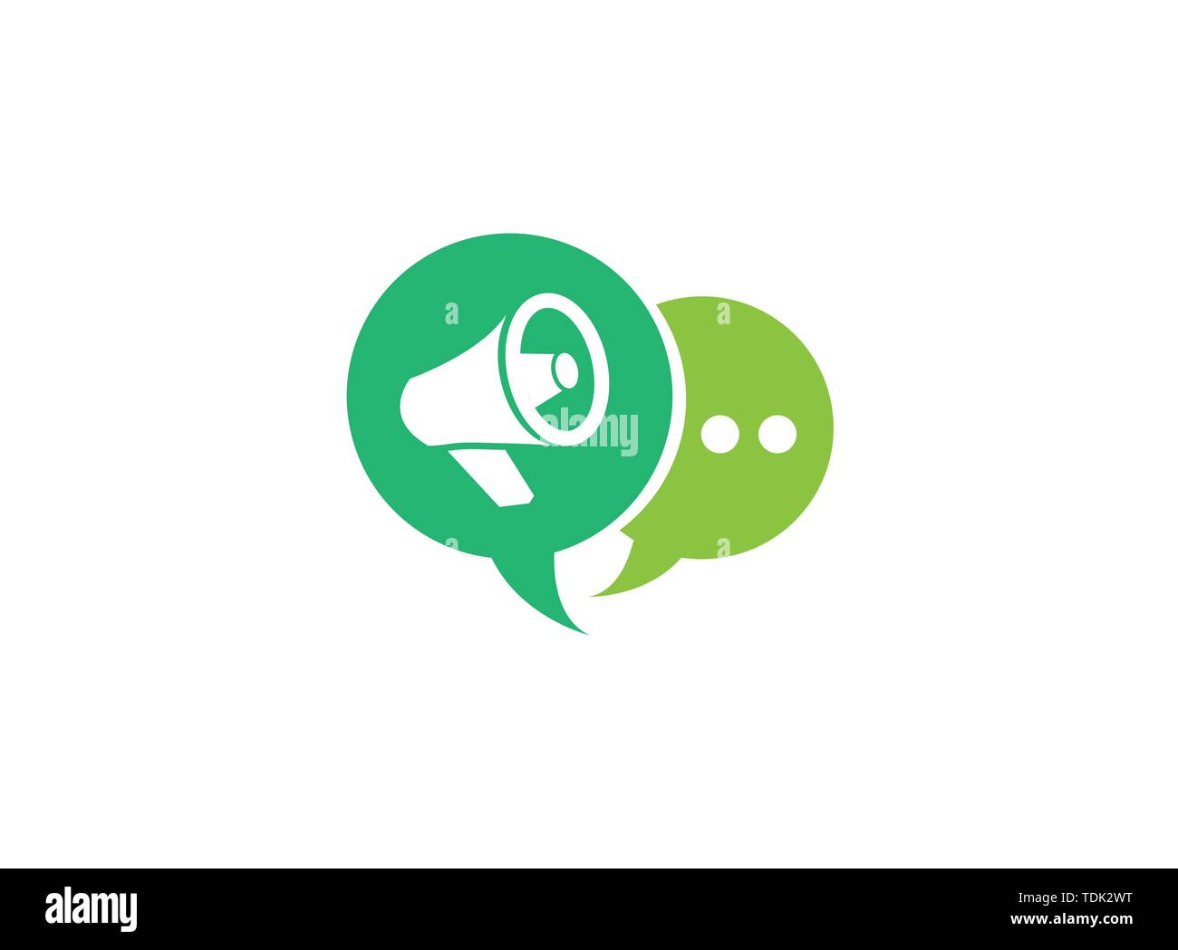 Megafono e amplificatore altoparlante logo design illustrazione in una icona chat Illustrazione Vettoriale