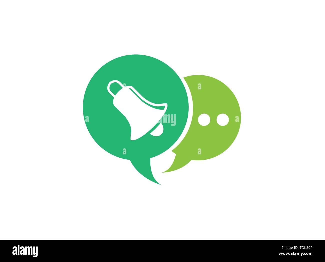 Bell anello per logo design illustrazione nell'icona chat Illustrazione Vettoriale