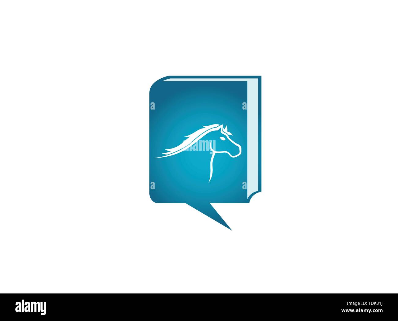 Testa di cavallo simbolo nell'icona chat per logo design illustrazione Illustrazione Vettoriale