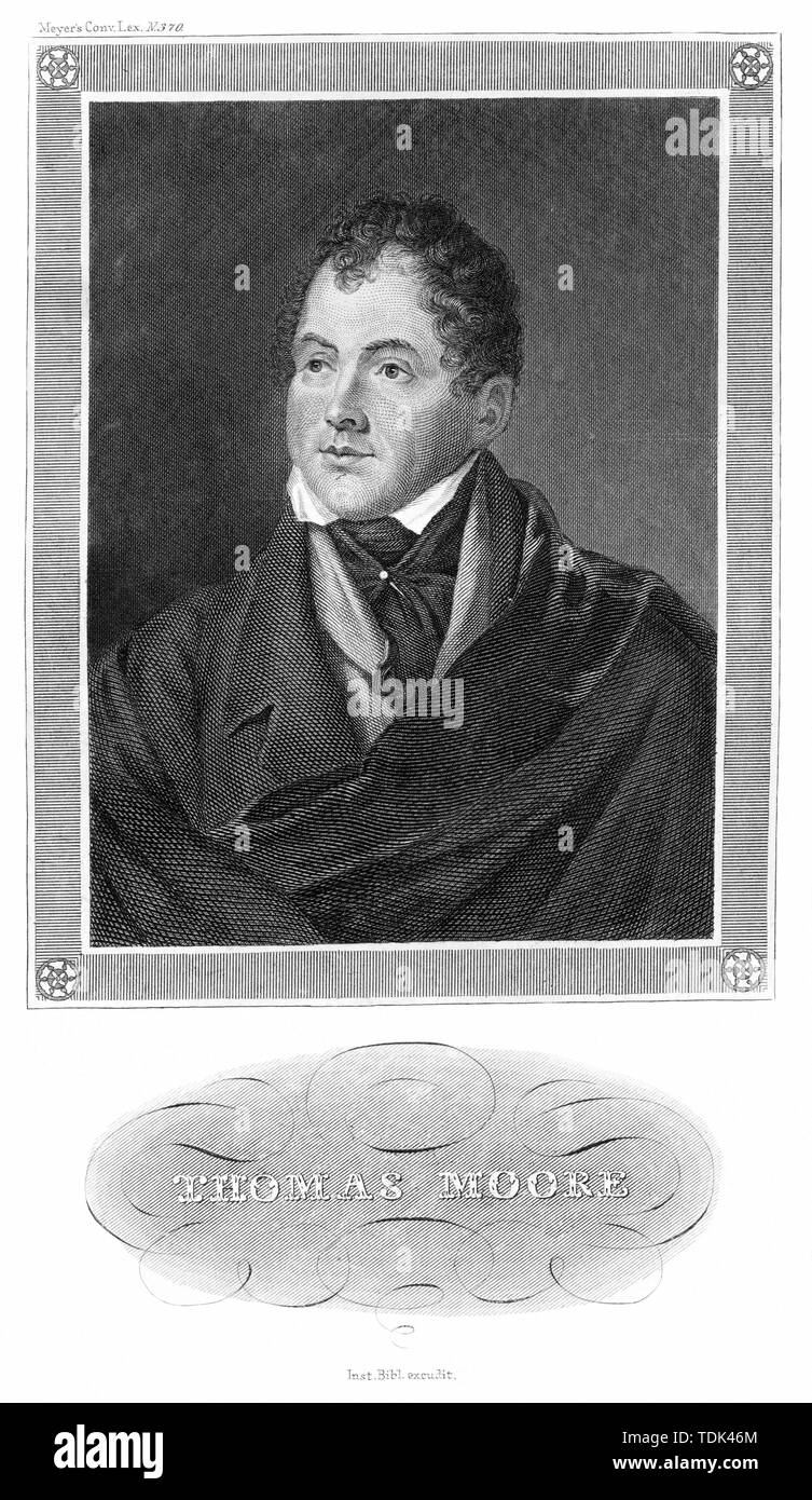 Europa, Irlanda, Dublino, Thomas Moore, irischer Dichter und Schriftsteller, Porträt, Stahlstich, herausgegeben : Ist. Bibl. excudit ., konvertiert in Foto Stock