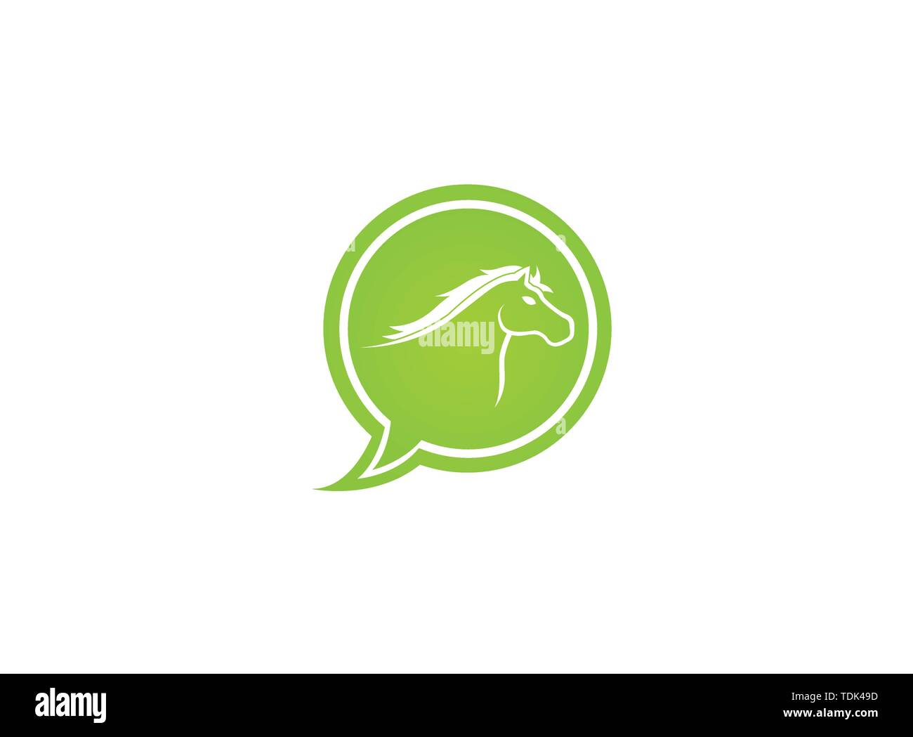 Testa di cavallo simbolo nell'icona chat per logo design illustrazione Illustrazione Vettoriale