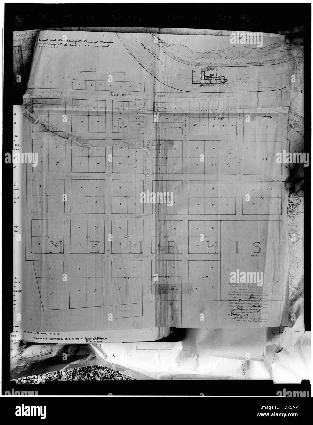 Mappa catastale originale di Memphis, 1845 - Città di Memphis, Memphis, Pickens County, AL Foto Stock