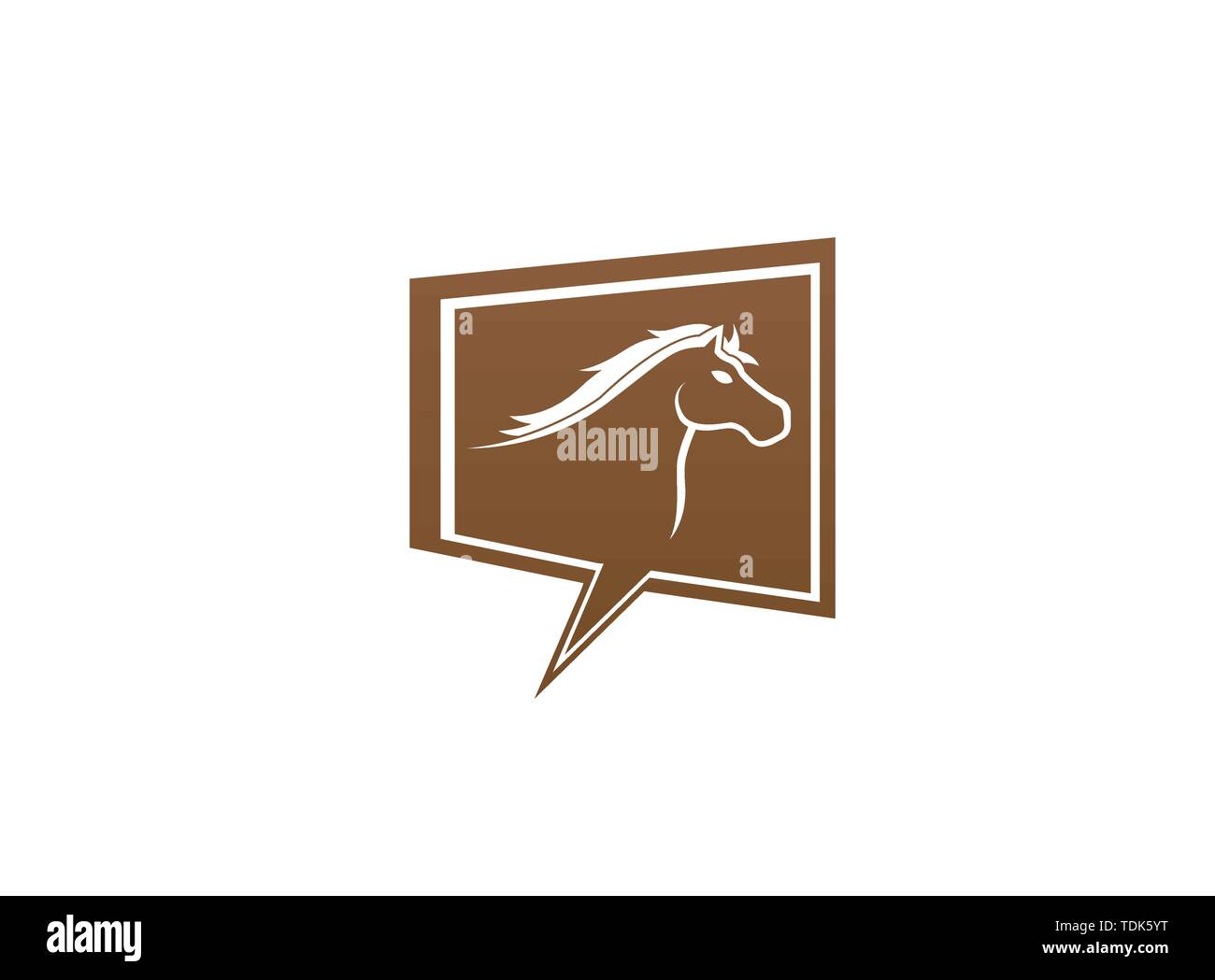 Testa di cavallo simbolo nell'icona chat per logo design illustrazione Illustrazione Vettoriale