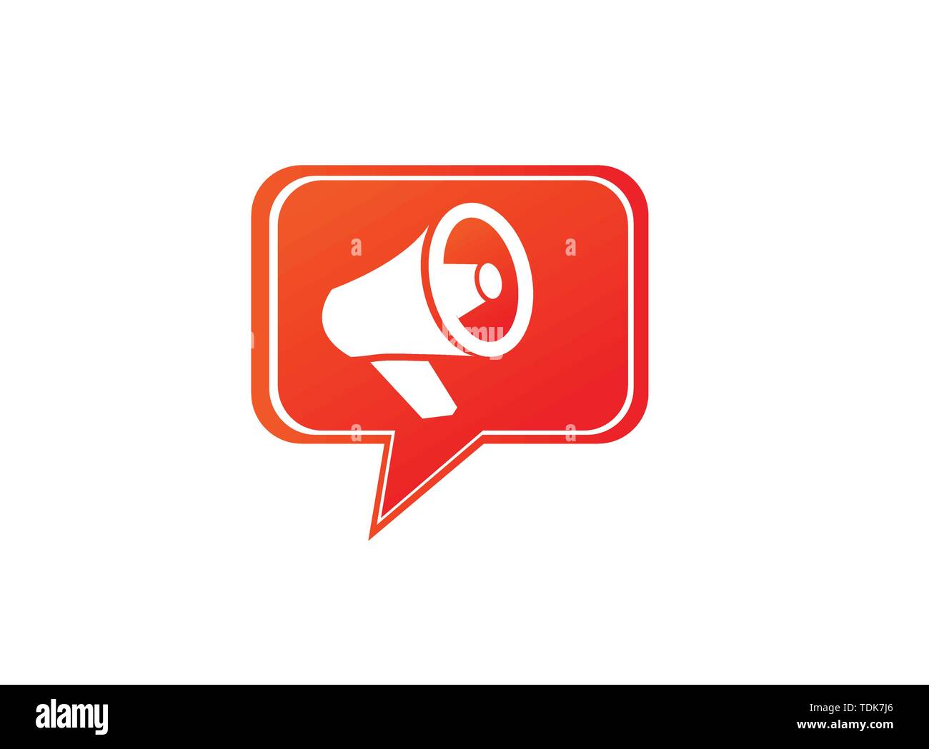 Megafono e amplificatore altoparlante logo design illustrazione in una icona chat Illustrazione Vettoriale