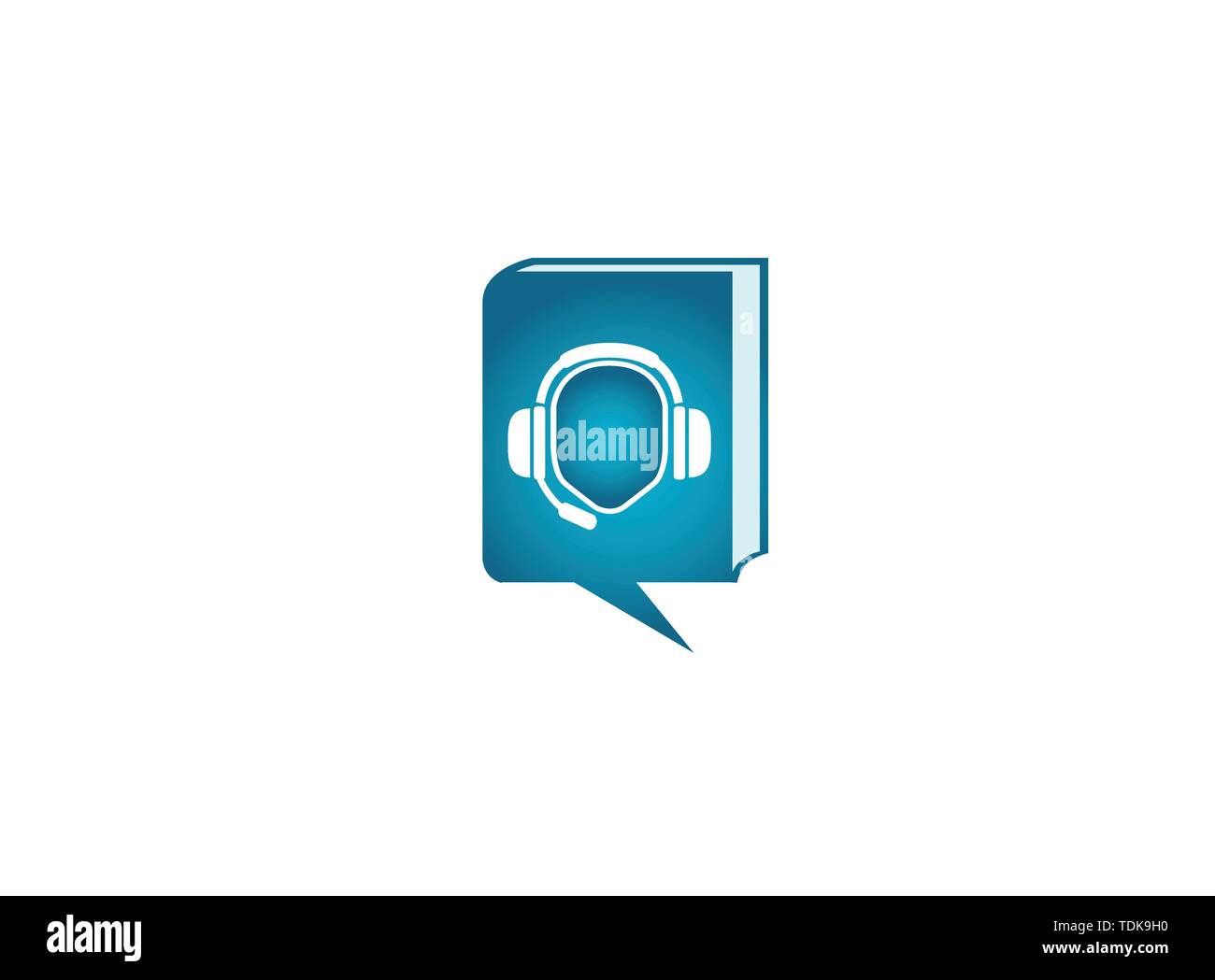 Cuffie con microfono e il cuore batte per il logo design illustrazione nell'icona chat Illustrazione Vettoriale