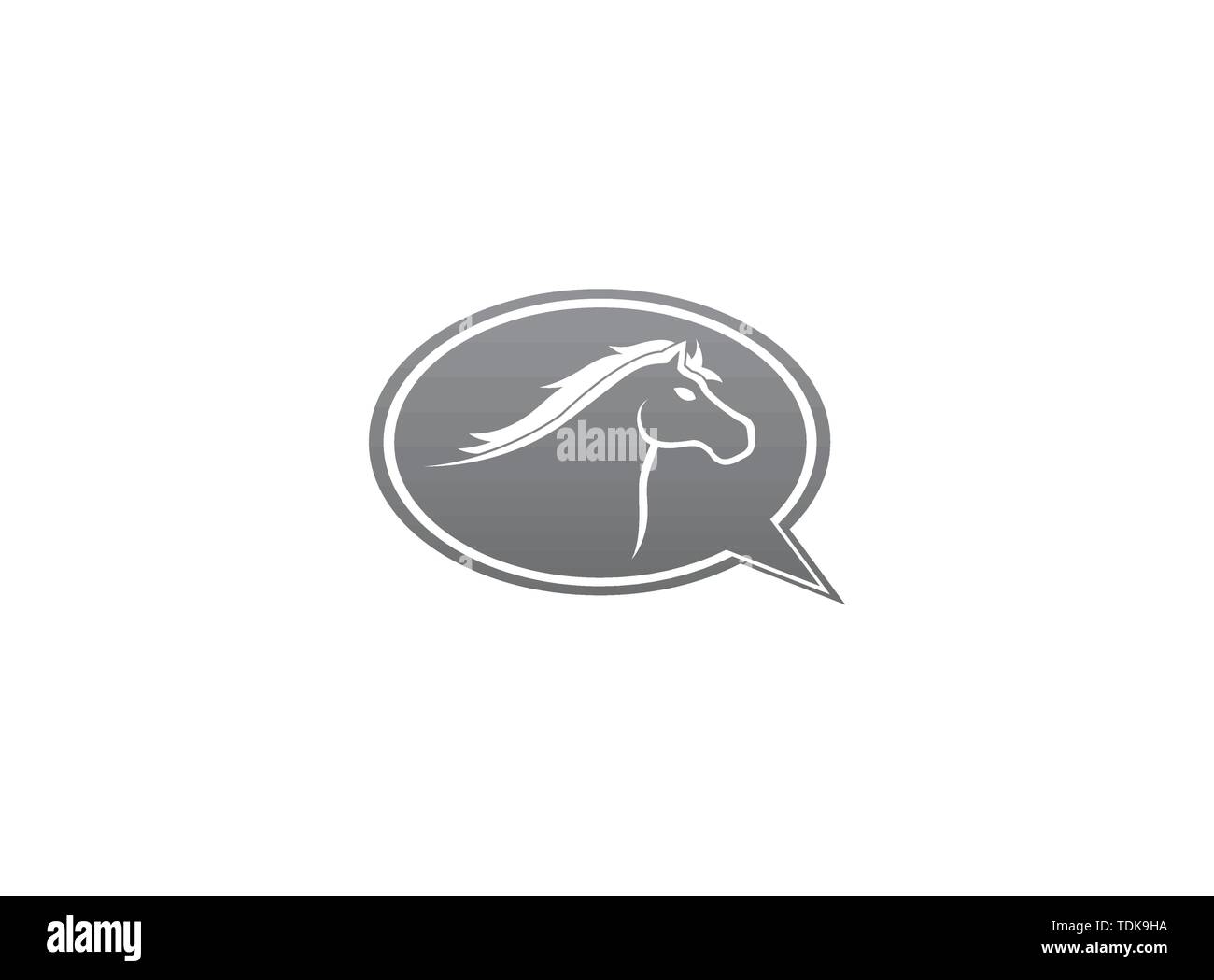 Testa di cavallo simbolo nell'icona chat per logo design illustrazione Illustrazione Vettoriale