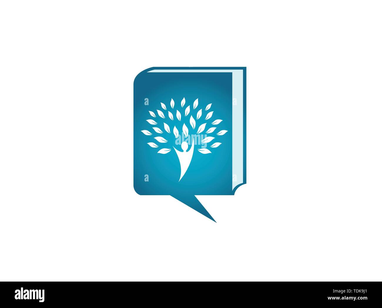 Tronco di albero con testa e foglie verdi logo design illustrazione nell'icona chat Illustrazione Vettoriale