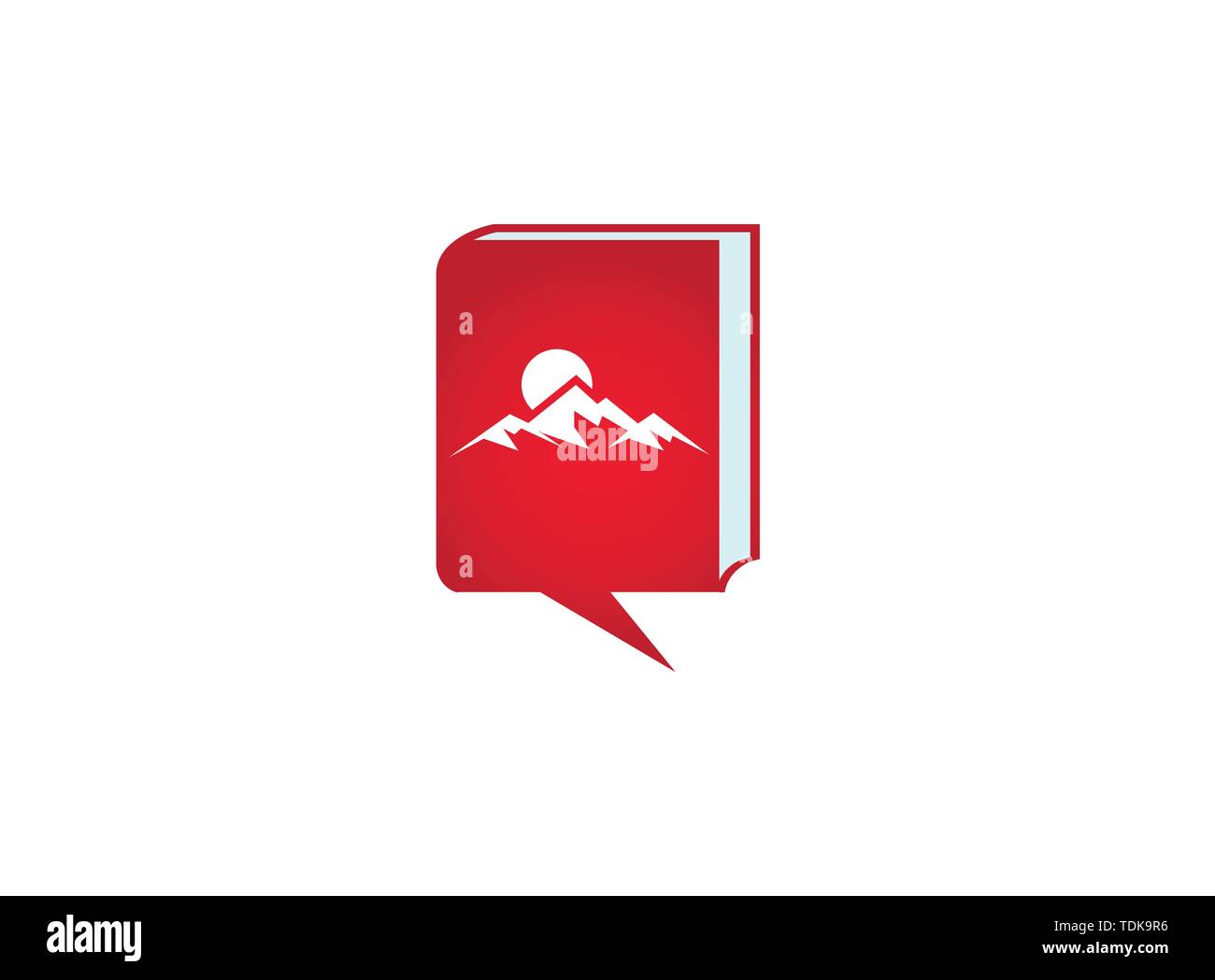 Big Blue Mountains con sole su ghiaccio e neve per logo design illustrazione in una icona chat Illustrazione Vettoriale