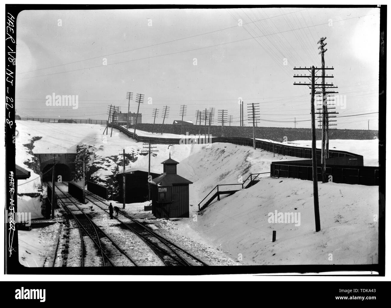 Vecchia Bergen Tunnel, west end, presi a febbraio 10, 1906 - Ferrovia Erie, Bergen Hill Open Cut, palizzata Avenue a Tonnele Avenue, Città di Jersey, Hudson County, NJ Foto Stock
