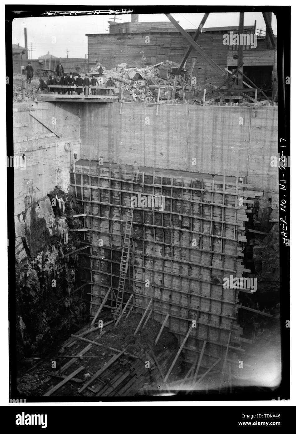 Vecchia Bergen tunnel, west end, presa 13 Agosto 1906 - Ferrovia Erie, Bergen Hill Open Cut, palizzata Avenue a Tonnele Avenue, Città di Jersey, Hudson County, NJ Foto Stock