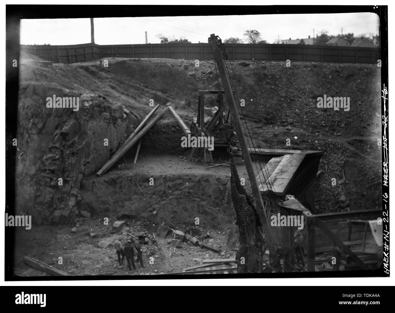 Vecchia Bergen tunnel, west end (a destra al di sotto), presa 13 Agosto 1906 - Ferrovia Erie, Bergen Hill Open Cut, palizzata Avenue a Tonnele Avenue, Città di Jersey, Hudson County, NJ Foto Stock