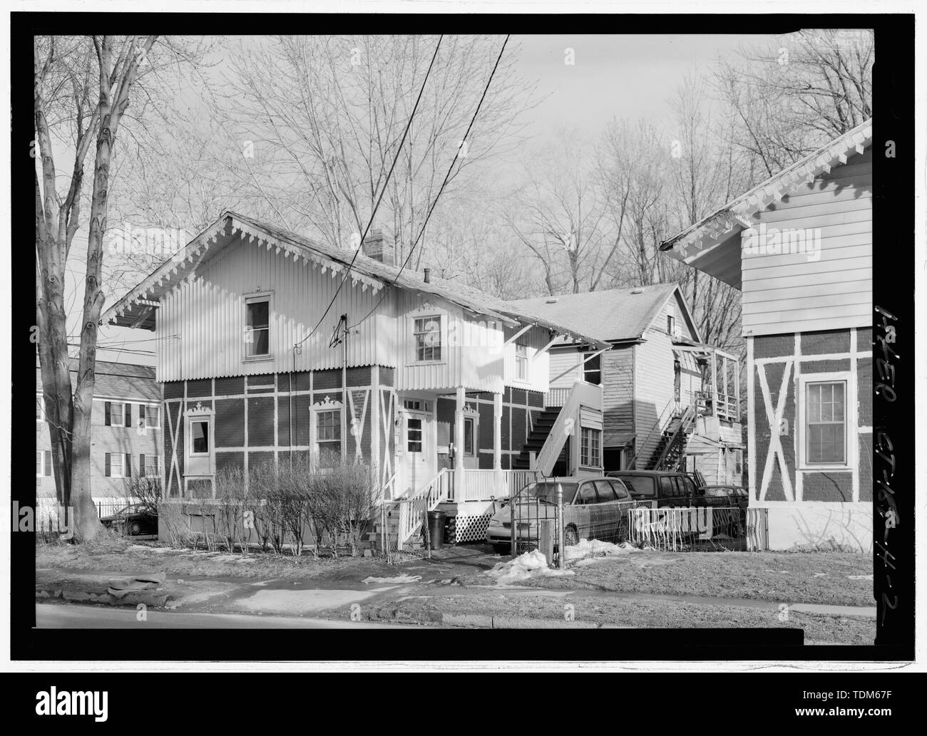 Vista prospettica di 45 CURCOMBE STREET. - Colt armi da fuoco Company, Potsdam Cottages, Curcumbe e Hendricxen viali, Hartford, Contea di Hartford, CT Foto Stock
