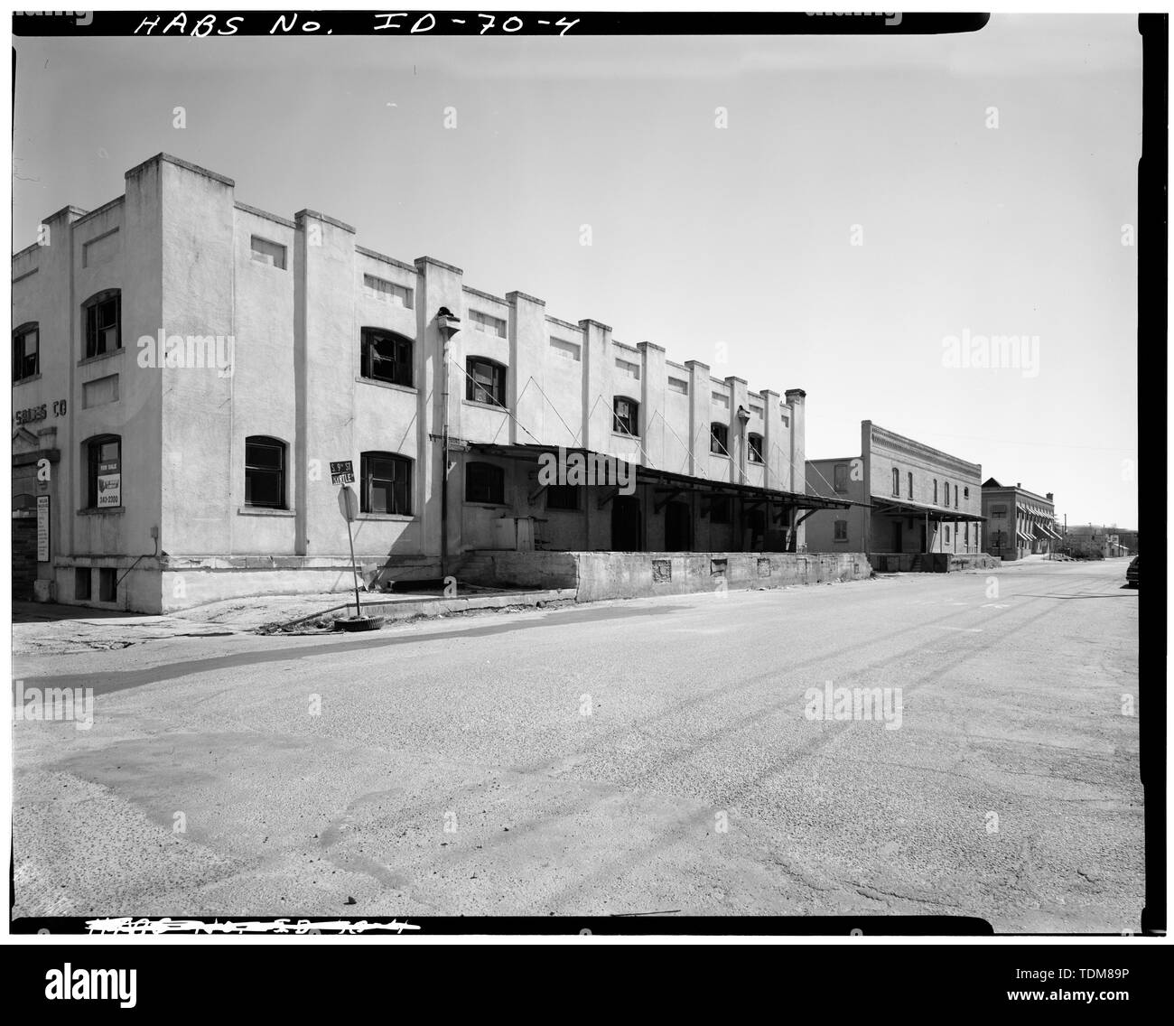 Vista prospettica del sud (anteriore) e West Side - Davis magazzino, 418 South Ninth Street Boise, Ada County, ID Foto Stock