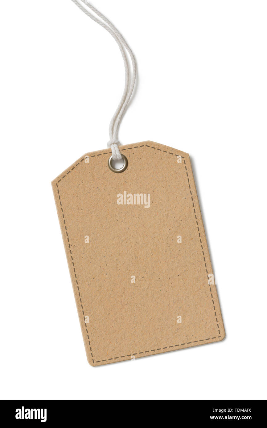 Bianco marrone etichetta di carta o un panno tag isolato Foto Stock