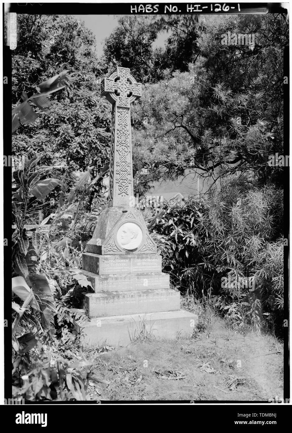 Vista prospettica DA NORD-OVEST - Damien monumento, Moloka io Isola, Kalaupapa, Kalawao County, HI Foto Stock