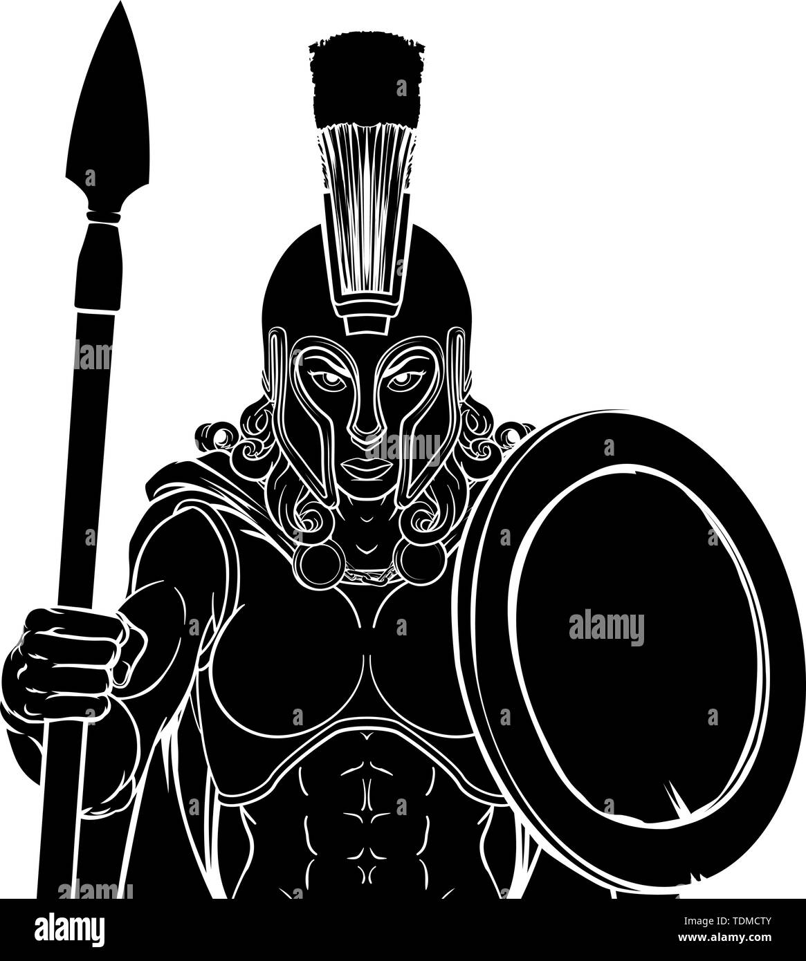 Spartan Trojan guerriera gladiatore donna Illustrazione Vettoriale
