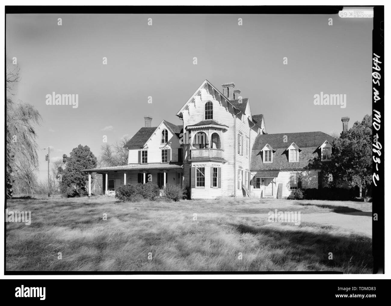 Vista prospettica del west (anteriore), guardando a nord-est - Hazelwood, 18611 Queen Anne Road, Superiore Marlboro, Prince George County, MD; Lavoie, Catherine C, storico; Boucher, Jack e, fotografo Foto Stock