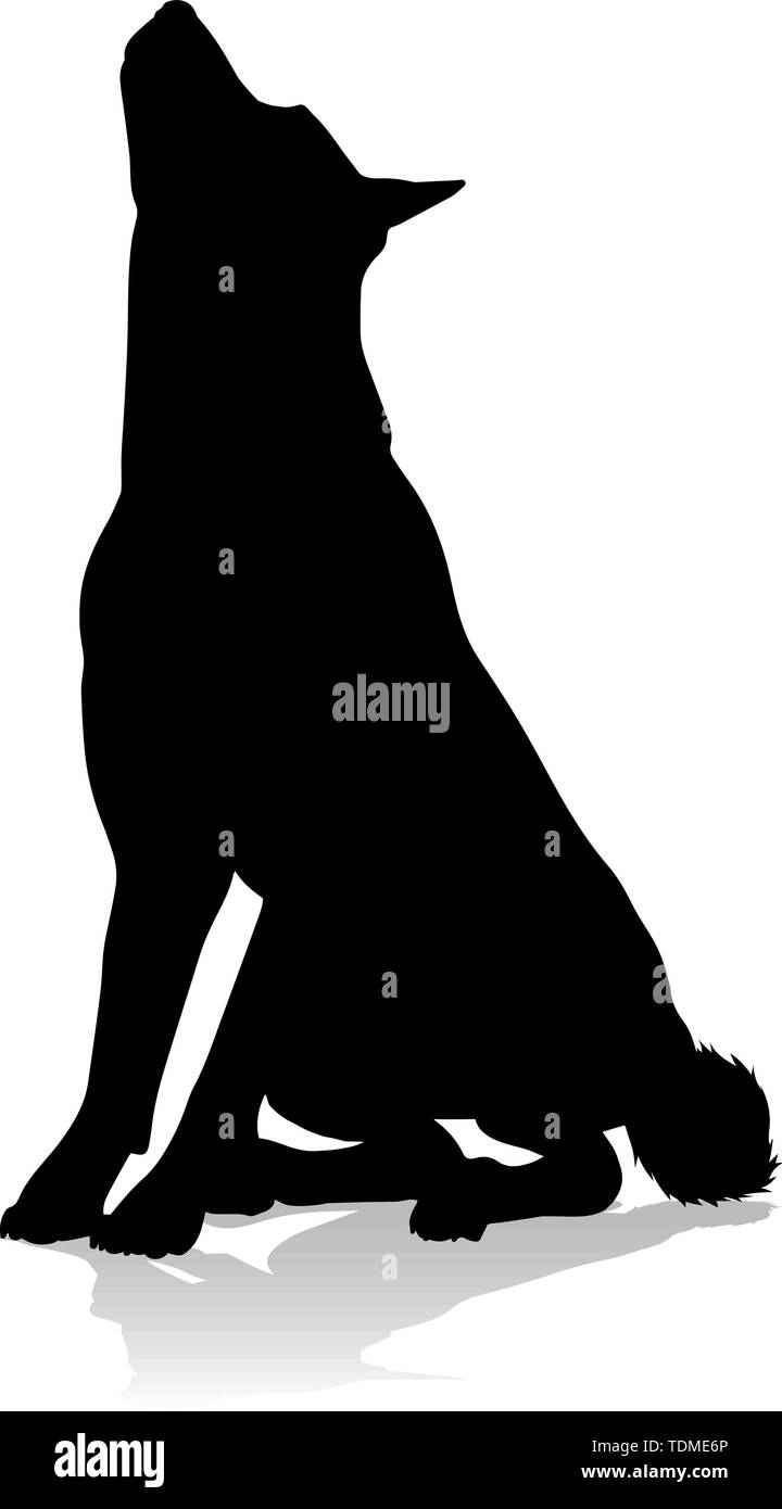 Silhouette cane animale domestico Illustrazione Vettoriale