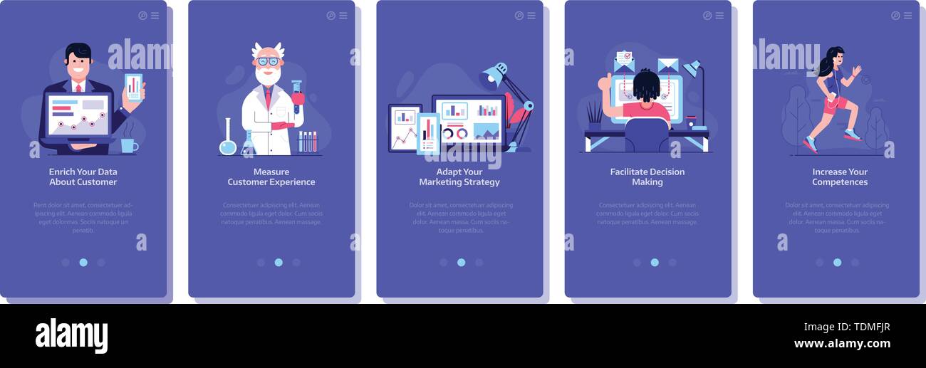 Online Marketing Business concetto piatto illustrazioni di interfaccia utente Illustrazione Vettoriale