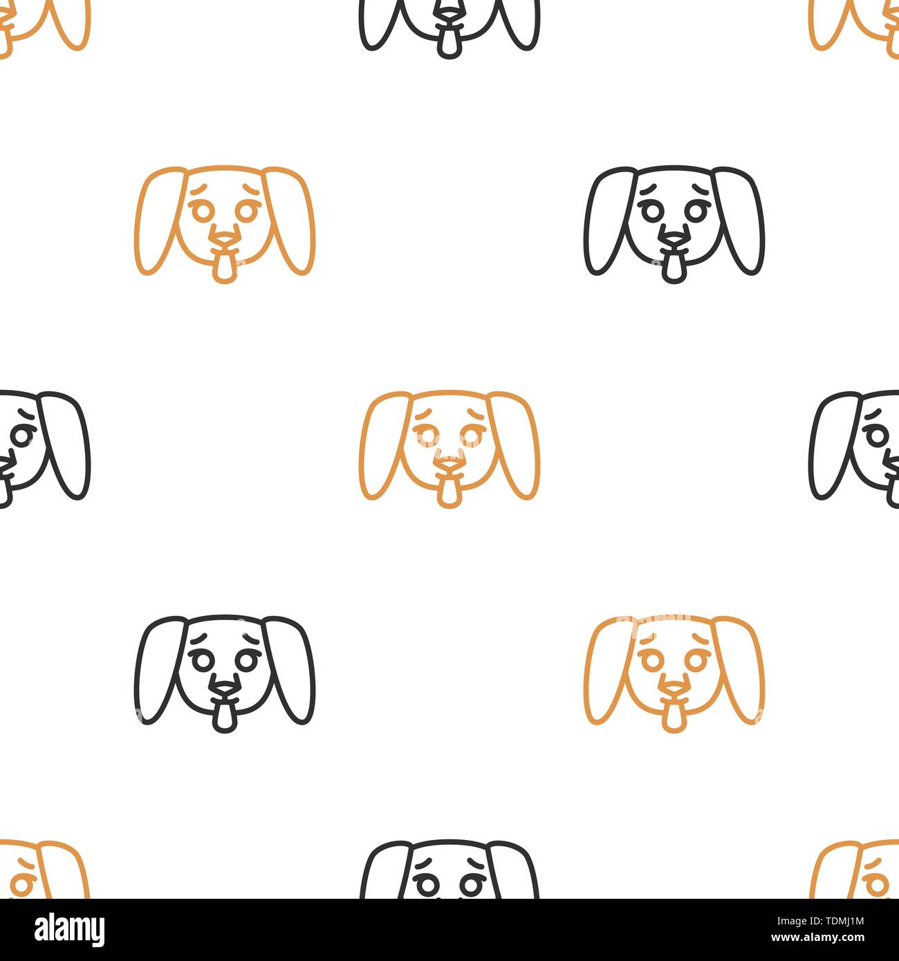 Seamless pattern per tessuti con adorabili cuccioli su uno sfondo bianco. Illustrazione Vettoriale in stile linea Illustrazione Vettoriale