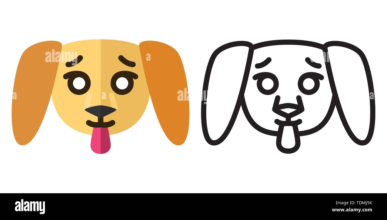 Set di icone - Loghi e lineare di tipo piatto la testa di un grazioso cucciolo. Illustrazione Vettoriale Illustrazione Vettoriale