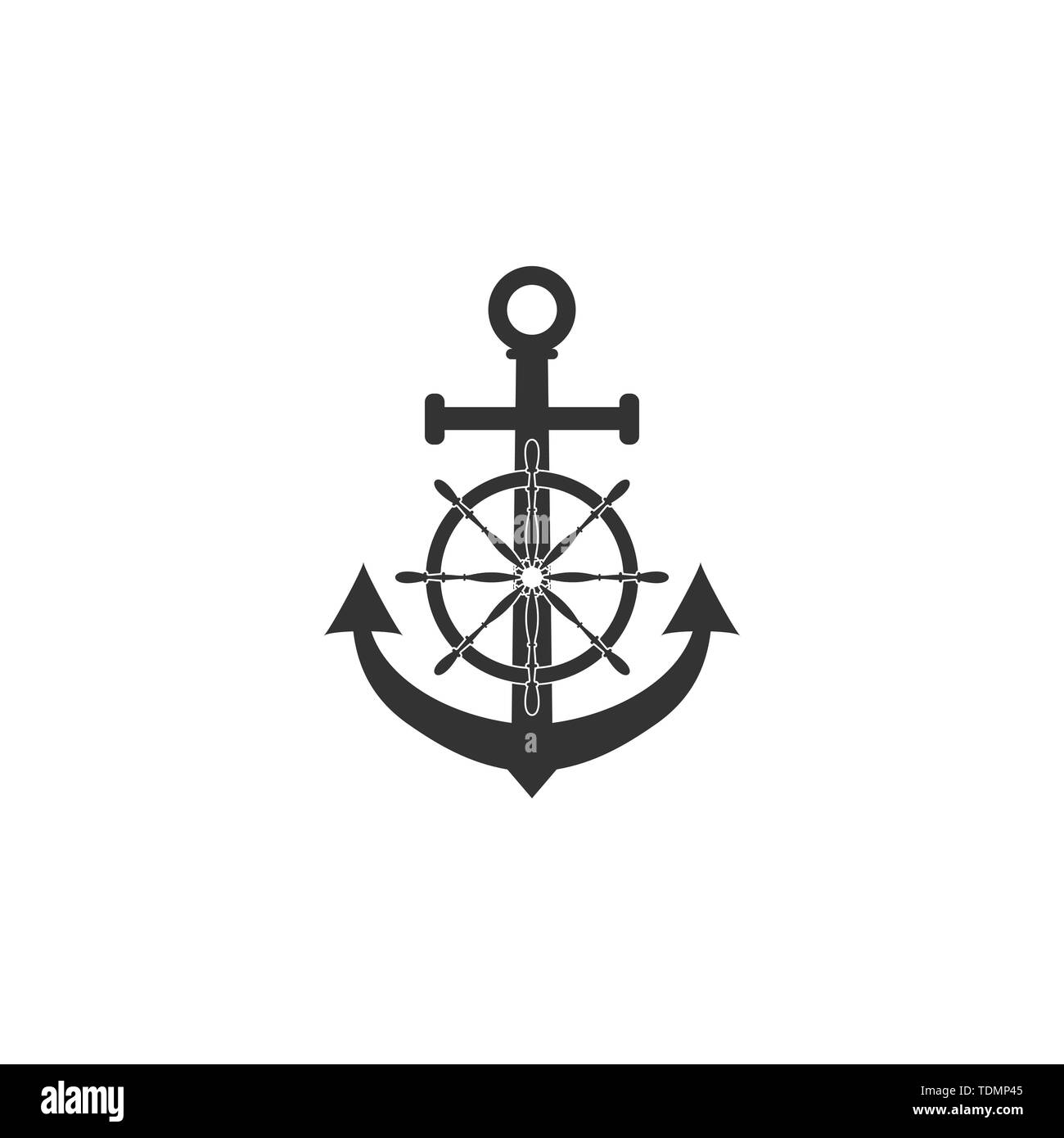 Illustrazione Vettoriale, design piatto. Nave Volante, icona ancora Illustrazione Vettoriale