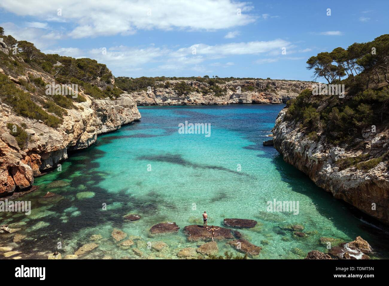 Calo des Moro, Sa Comuna, vicino a Cala Llombards, Maiorca, isole Baleari, Spagna Foto Stock