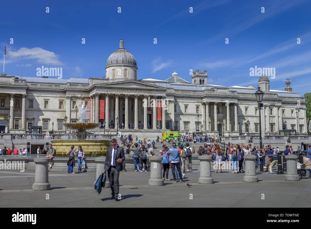 La National Gallery, Trafalgar Square, London, England, Regno Unito Foto Stock