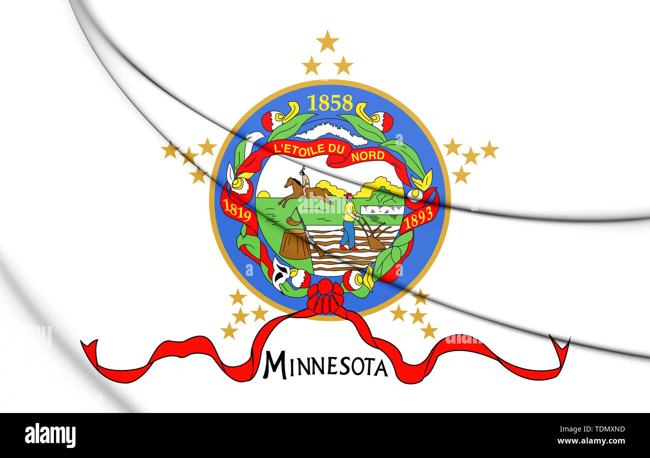 3D Bandiera del Minnesota (1893-1957), STATI UNITI D'AMERICA. 3D'illustrazione. Foto Stock
