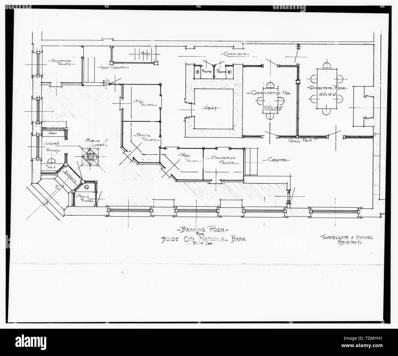 Pianta della sala BANCARIA PER Boise City National Bank - Boise City National Bank, 805 West Idaho Street Boise, Ada County, ID Foto Stock
