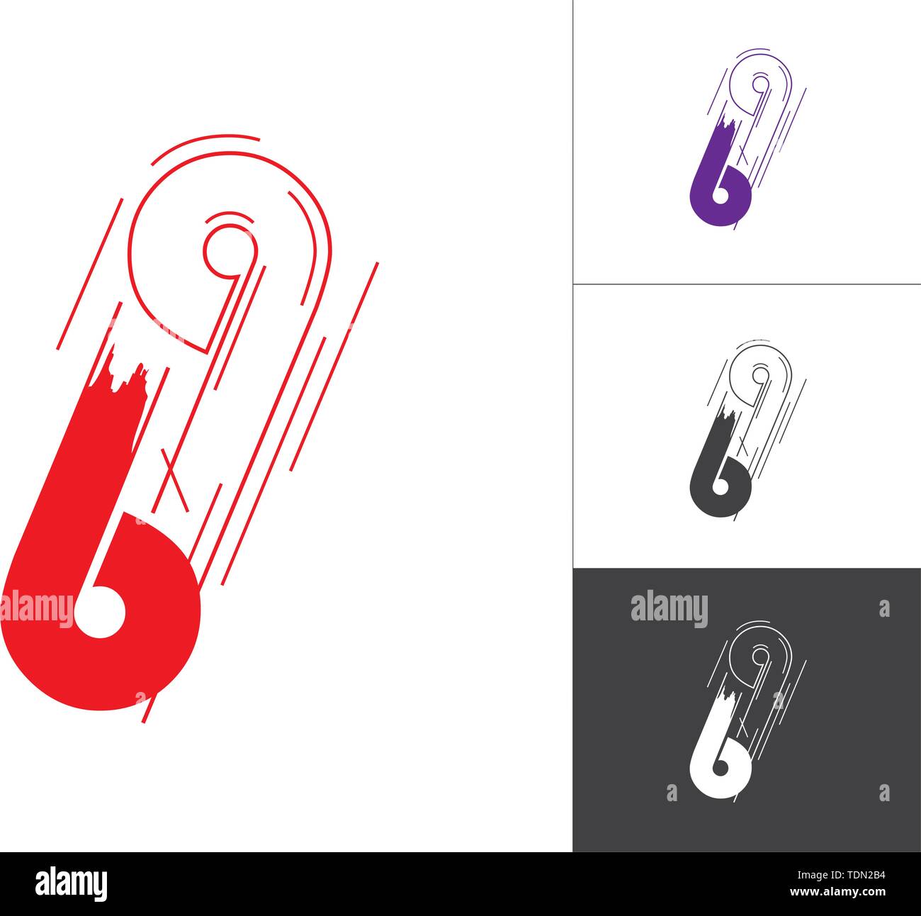 Numero iniziale 69 logotipo concetto di linea nel vettore. Numero di moderno design del Logo modello in rosso e il colore violetto. Numero 69 all'interno di questo elementi di design Illustrazione Vettoriale