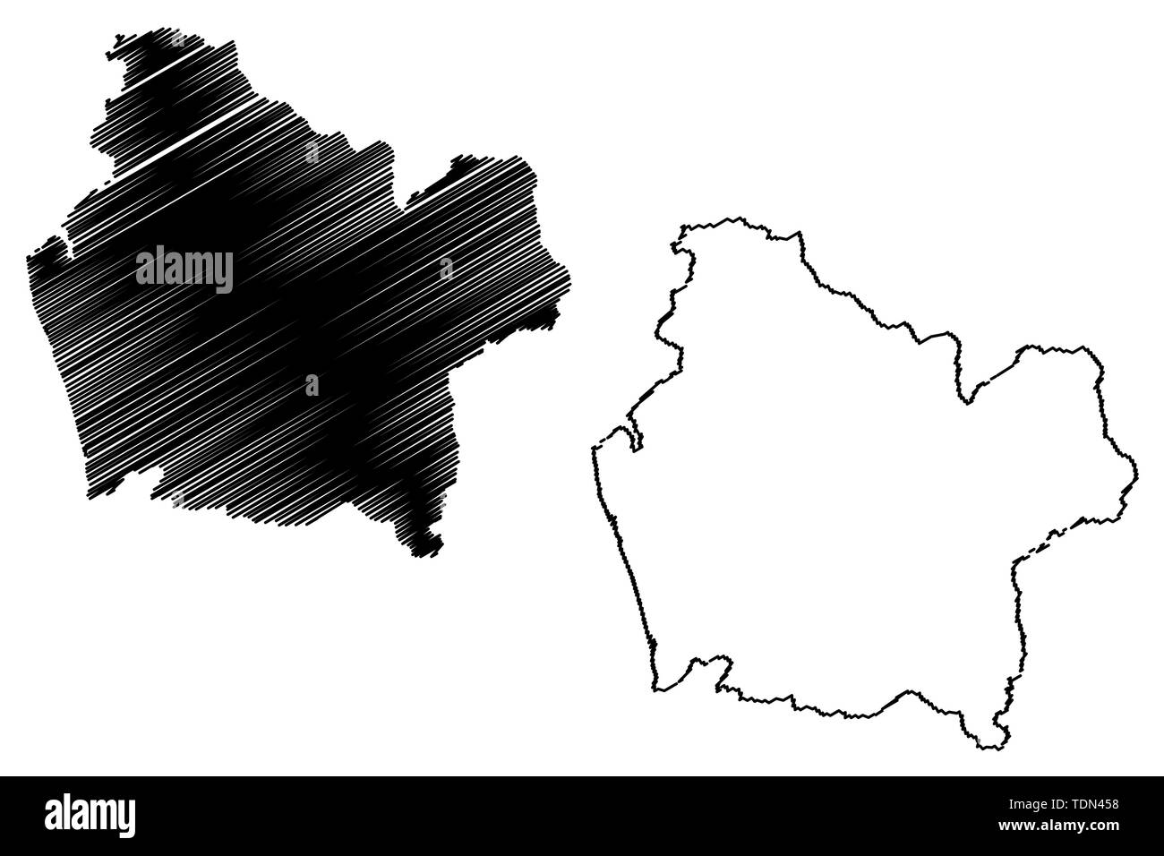 Regione Araucania (Repubblica del Cile, le divisioni amministrative del Cile) Mappa illustrazione vettoriale, scribble schizzo Araucania mappa Illustrazione Vettoriale