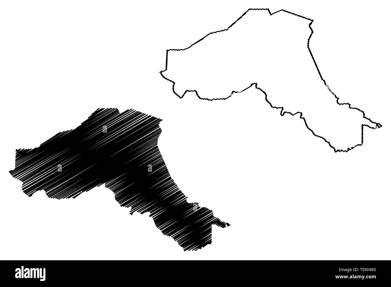 Regione di Sahel (regioni del Burkina Faso, Burkina Faso) mappa illustrazione vettoriale, scribble schizzo Sahel mappa Illustrazione Vettoriale