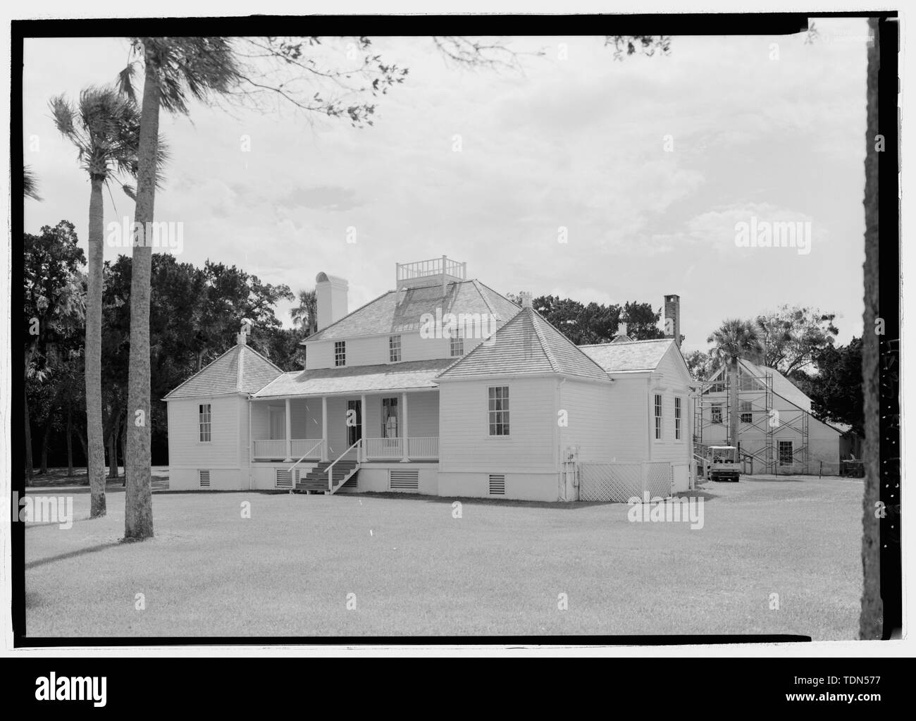 Vista prospettica guardando a sud-est - Kingsley Plantation, House, 11676 Palmetto Avenue, Jacksonville, Duval County, FL Foto Stock