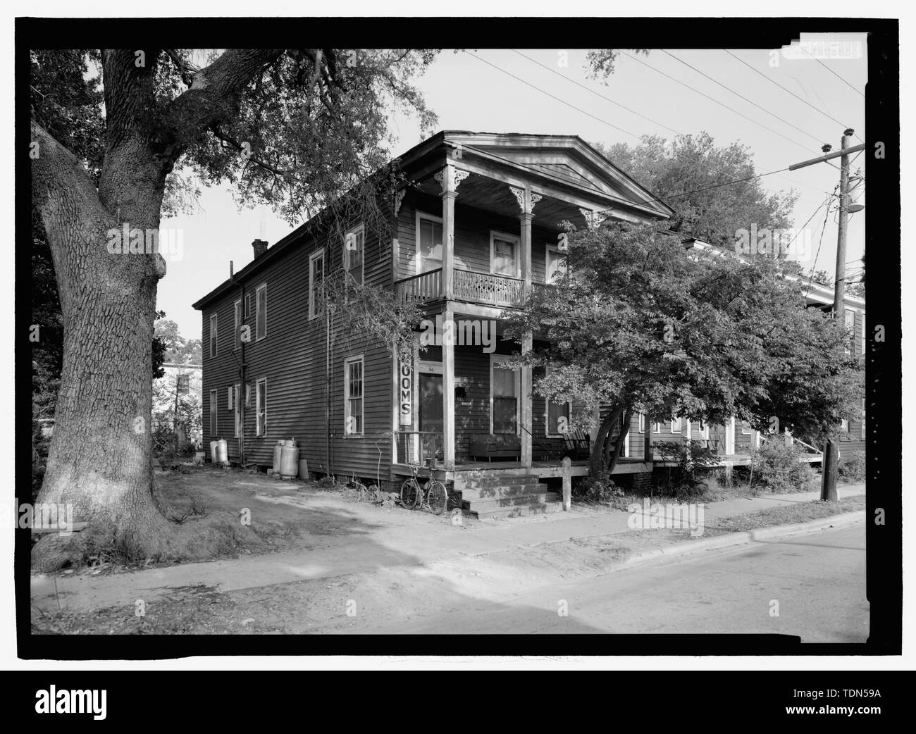 Vista prospettica guardando al n. 20 - Florida House, 20 e 23 a sud di Third Street, Fernandina Beach, Nassau County, FL Foto Stock