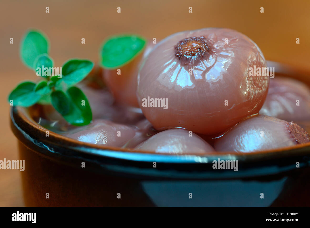Borettane-Zwiebel, in Essig und Wein eingelegte Zwiebeln, Essiggemuese, Essiggemüse Foto Stock
