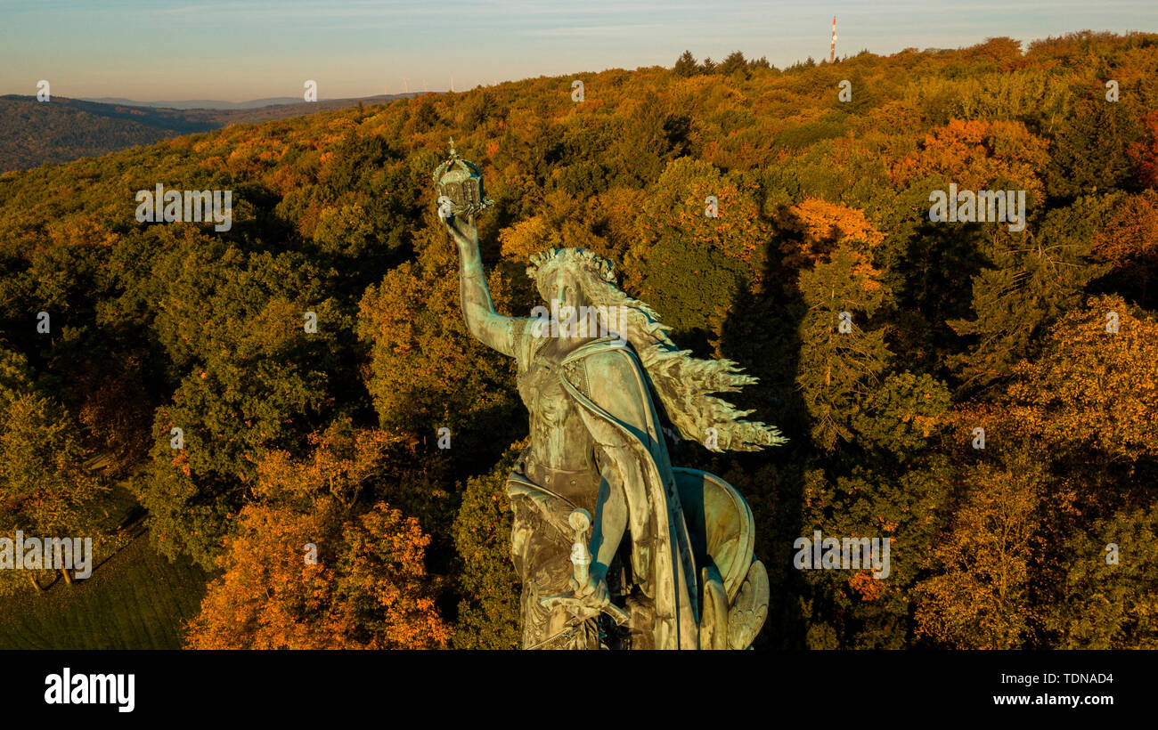 Niederwald Memorial, Niederwalddenkmal, Rudesheim, Rheingau, Hessen, Germania Foto Stock