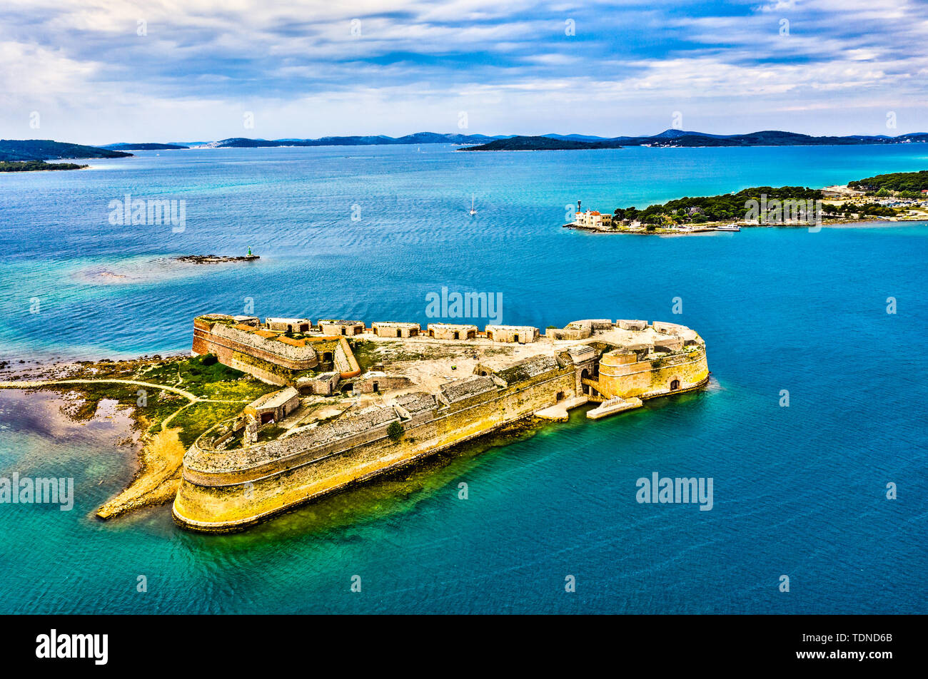 San Nicola fortezza vicino a Sibenik in Croazia Foto Stock
