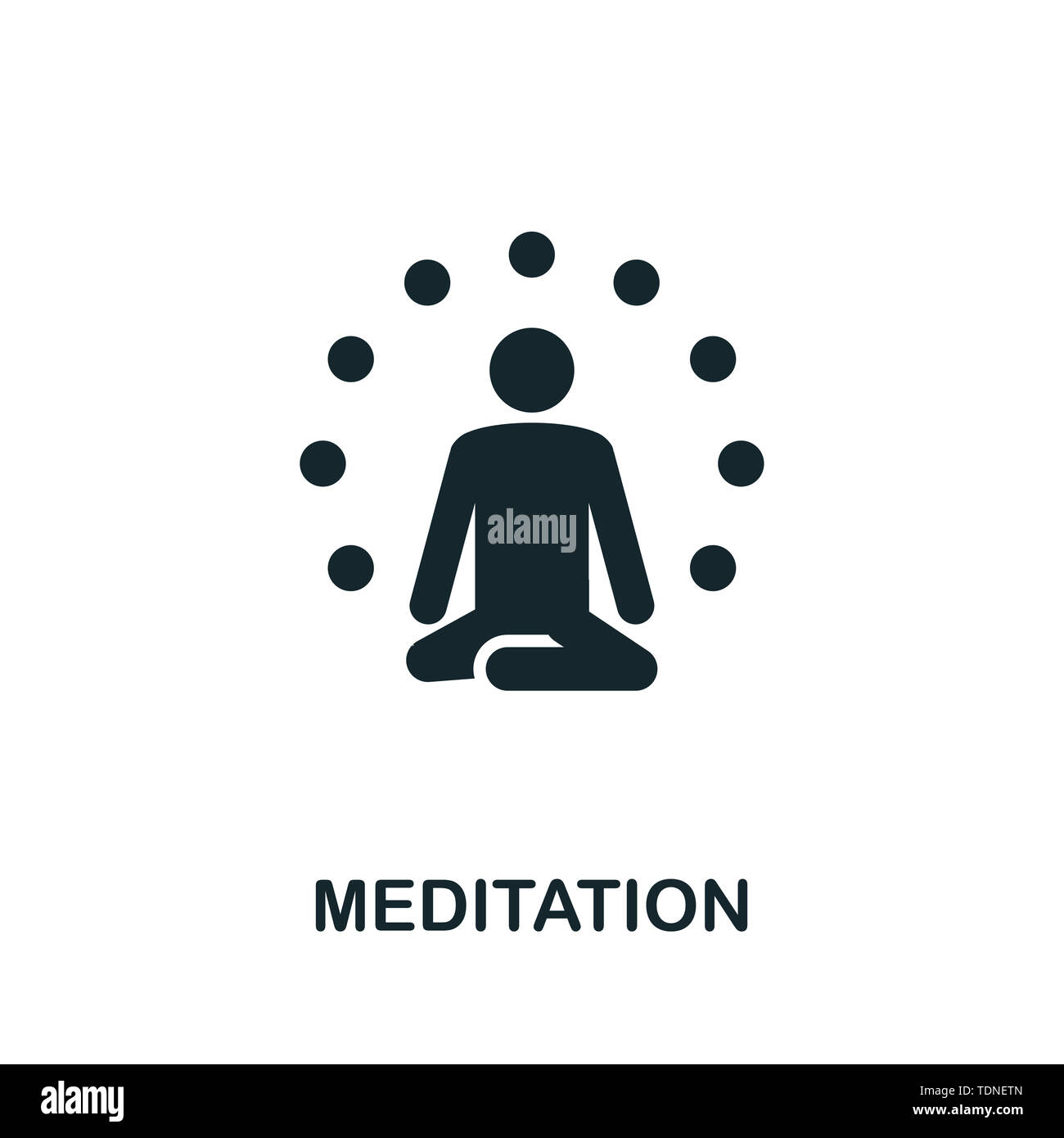 Simbolo dell'icona meditazione. Segno creativo dalla collezione di icone di consapevolezza. Icona di meditazione piatta riempita per computer e dispositivi mobili Foto Stock