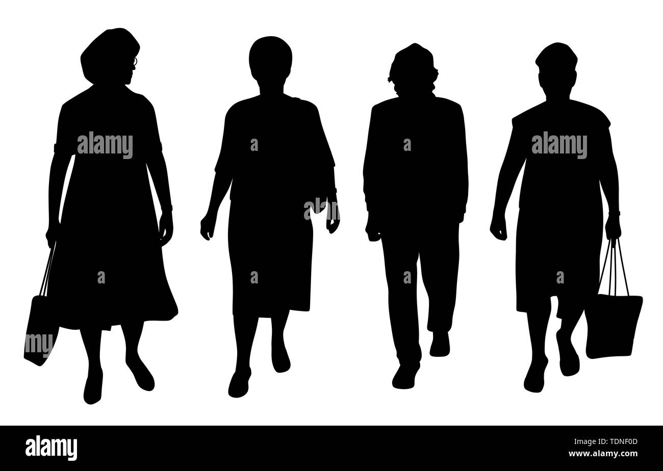 Le donne anziane a piedi Illustrazione Vettoriale