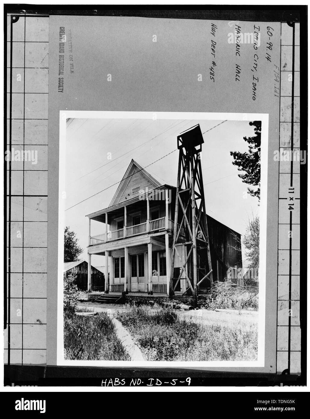 Fotocopia della vecchia foto mostra il tempio con il campanile, prima del 1958. Foto originale a Idaho Historical Society, Boise, Idaho - Tempio massonico, Idaho Lodge numero 1, Wall Street, Idaho città, contea di Boise, ID Foto Stock