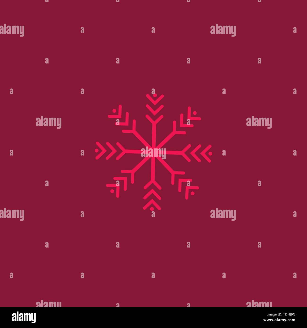 Il simbolo del fiocco di neve rossa icona piatta. Pittogramma di neve. Simbolo d'inverno. Illustrazione vettoriale EPS10 Illustrazione Vettoriale
