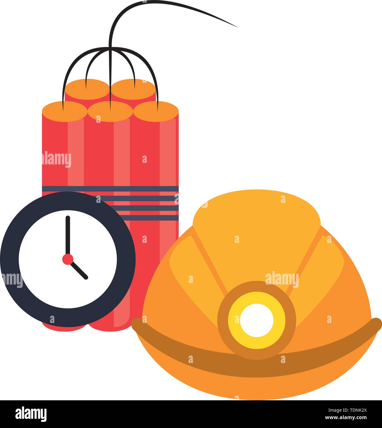 Mining tnt detonator con timer e casco Illustrazione Vettoriale