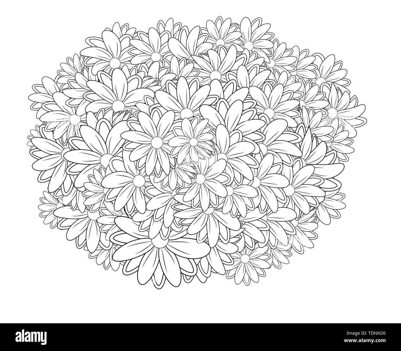 In bianco e nero cerchio fregio floreale, ornamentali round pizzi design. Mandala floreali Illustrazione Vettoriale