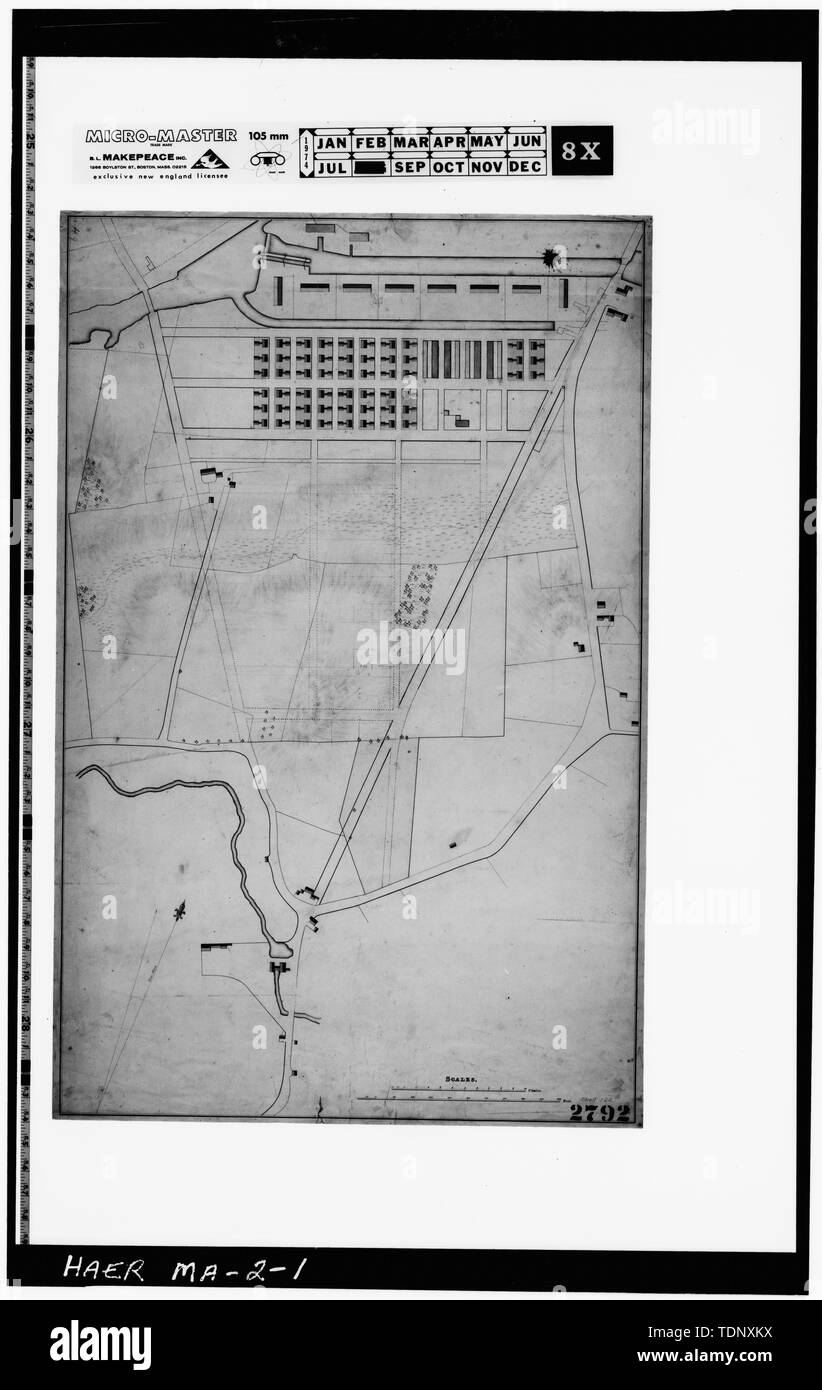 Fotocopia di un disegno (originale nella collezione del PLandC, mensola 117, disegno 341) piano e di elevazione di PIPEING (sic) per sollevare e abbassare la guardia idraulica SERRATURE PORTE, febbraio 1947 - Pawtucket Canal, Guardia di serrature, Lowell, Middlesex County, MA; Merrimack Manufacturing Company; Francesco, J B; titolari delle serrature e dei canali sul fiume Merrimack; Jackson, Jonathan; Tyler, Giuseppe; Clark, Thomas; Boott, Kirk; Lewis, Joel; Boyden, Uria; Jackson, Patrick Tracy; Hawley, Monica e, trasmettitore; Boucher, Jack, fotografo; Scurci, Louis R, delineatore; Ventsch, Leslie, delineatore; Conner, Mi Foto Stock