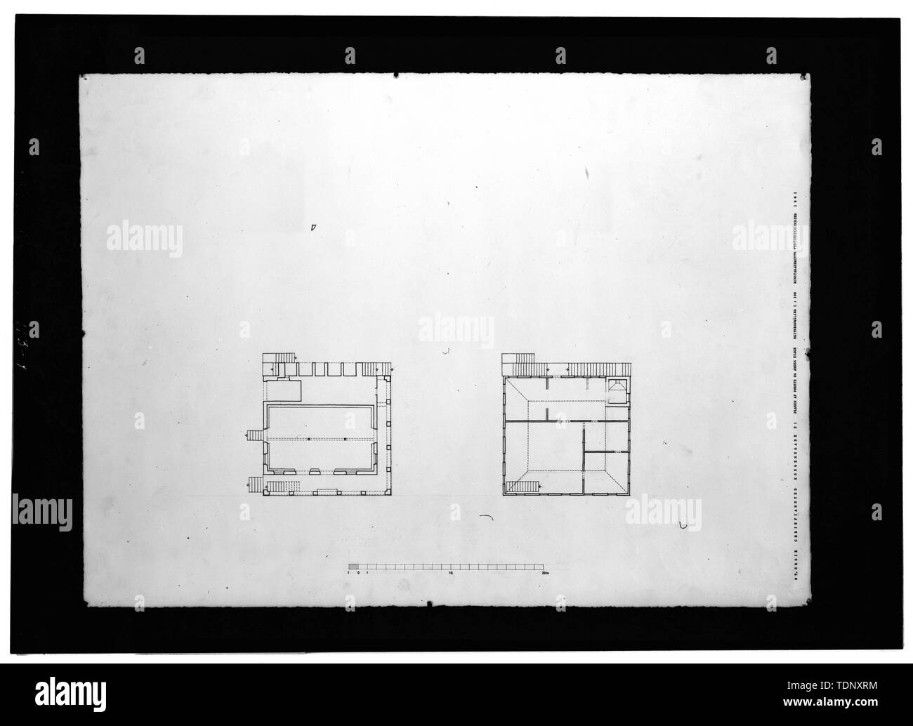 Fotocopia di un disegno misurata (originale delineata dalla Accademia Reale Danese di Belle Arti (Kunstakademiets), Copenhagen DANIMARCA, 1961) PIANI DI PRIMO E SECONDO PIANO - Kongensgade 21 (Casa), Christiansted, St. Croix, VI Foto Stock